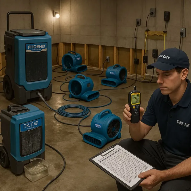 Structural Drying and Dehumidification process in Lavon, TX